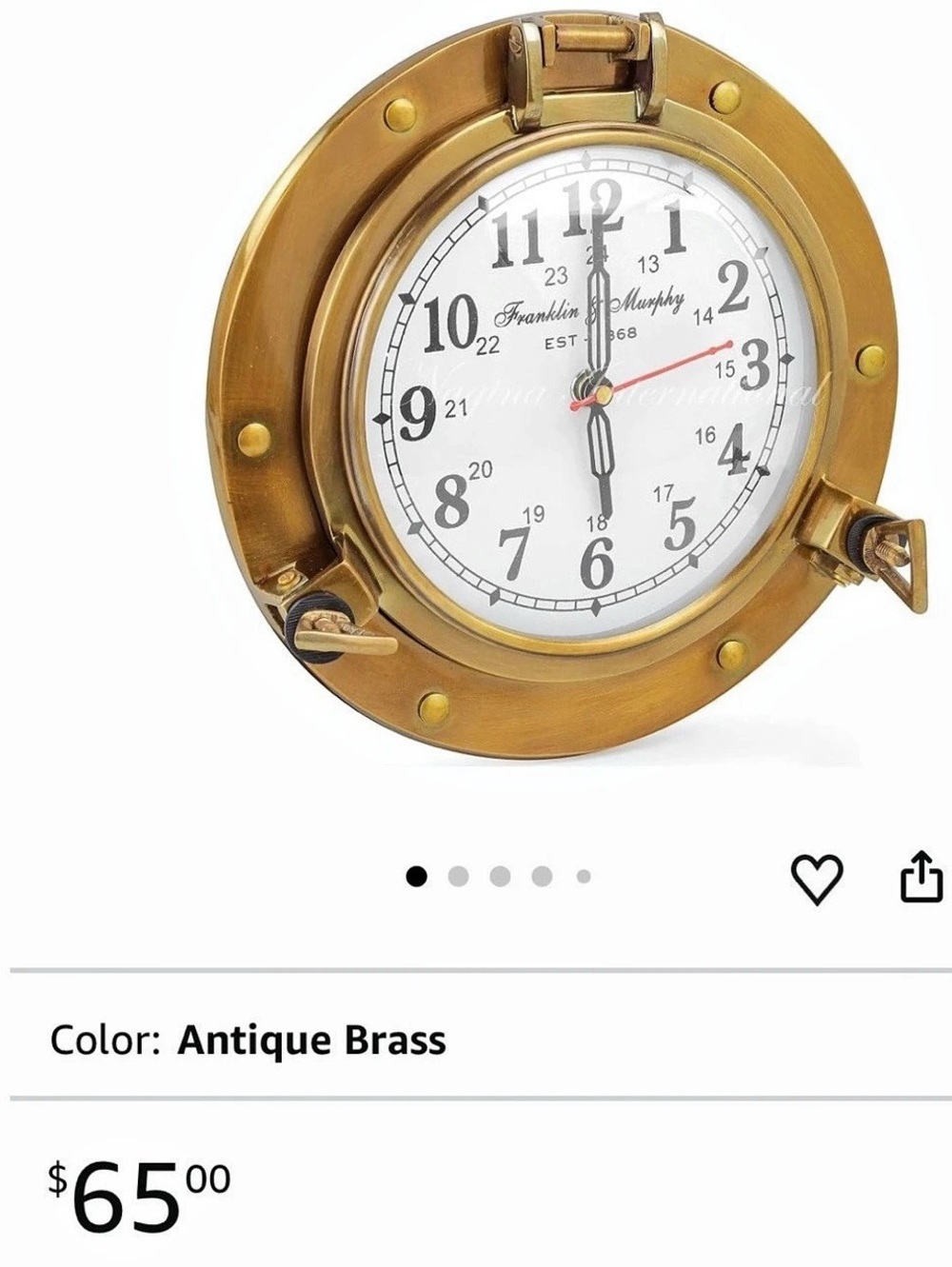 Nagina Franklin Murphy's Analog Clock Nautical Porthole Clock in antique brass35